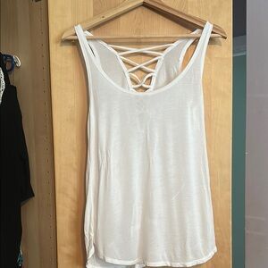 Garage White Sleeveless Backless Tank Top